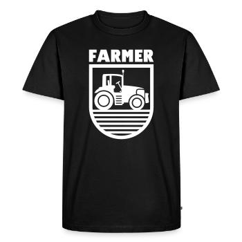 Farmer with tractor coat of arms for farmers and farmers - Men's Premium Organic T-Shirt - black - Front - Nico (187cm)