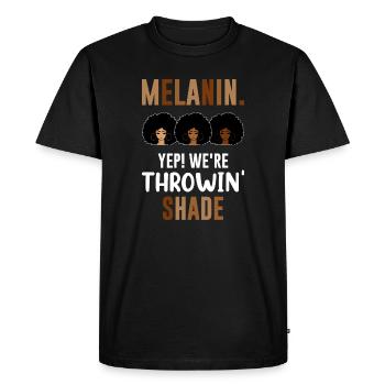 Mélanine pour femmes Nous jetons de l’ombre Black Pride - T-shirt Premium bio Homme - noir - Devant - Nico (187cm)
