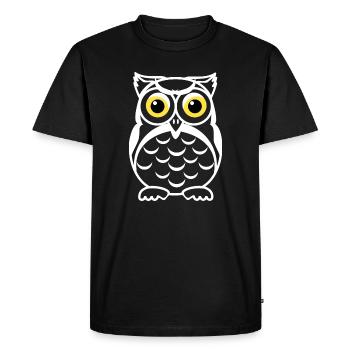 Regard de hibou noir et blanc Yeux jaunes - T-shirt Premium bio Homme - noir - Devant - Nico (187cm)