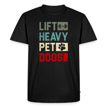 Lift Heavy Pets Dogs - Men's Premium Organic T-Shirt - black - Front - Nico (187cm)