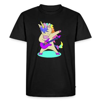 Licorne avec guitare | photos drôles, concert - T-shirt Premium bio Homme - noir - Devant - Nico (187cm)