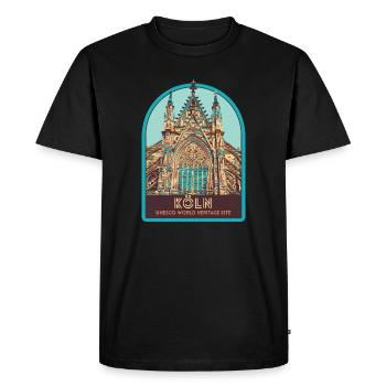 Illustration Façade Cathédrale Cologne, Allemagne - T-shirt Premium bio Homme - noir - Devant - Nico (187cm)