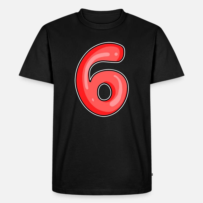 Zahl 6 Nummer - Männer Premium Bio T-Shirt - Schwarz