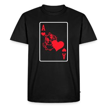 Cat Poker Heart Gambling Casino Jeu de cartes Poker - T-shirt Premium bio Homme - noir - Devant - Nico (187cm)