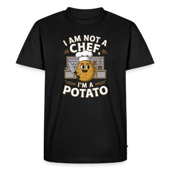 Playful Potato Chef Illustration - Men's Premium Organic T-Shirt - black - Front - Nico (187cm)