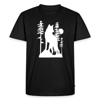 Loup mystique hurlant à la pleine lune - T-shirt Premium bio Homme - noir - Devant - Nico (187cm)