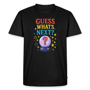 Devinez ce qui s’en vient - T-shirt Premium bio Homme - noir - Devant - Nico (187cm)