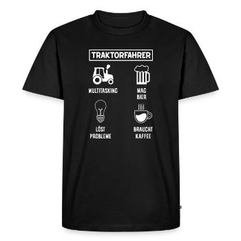 Conducteur de tracteur Café Bière Multitâche - T-shirt Premium bio Homme - noir - Devant - Nico (187cm)