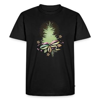 Sapin de Noël délicat avec ruban coloré - T-shirt Premium bio Homme - noir - Devant - Nico (187cm)