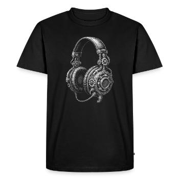 Steampunk Headphones Sketch - Men's Premium Organic T-Shirt - black - Front - Nico (187cm)