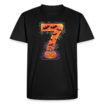 Spooky Halloween 7 Design with Pumpkin and Bats - Men's Premium Organic T-Shirt - black - Front - Nico (187cm)