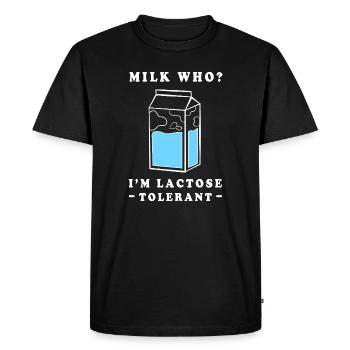 Flatulence Milk Lactose - Men's Premium Organic T-Shirt - black - Front - Nico (187cm)