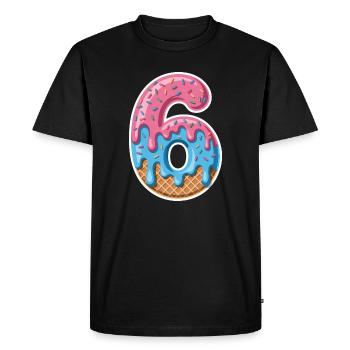 Sechster Geburtstag 6 Eiscreme Zahl Mit Streuseln - Men's Premium Organic T-Shirt - black - Front - Nico (187cm)