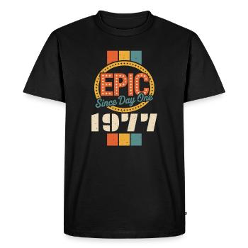 Legendary since 1977 - Men's Premium Organic T-Shirt - black - Front - Nico (187cm)