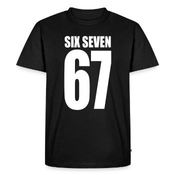 67 - Six Seven SixSeven Viral Meme - T-shirt Premium bio Homme - noir - Devant - Nico (187cm)