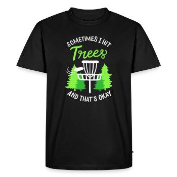 Sometimes I Hit Trees Disc Golf Basket Art - Men's Premium Organic T-Shirt - black - Front - Nico (187cm)
