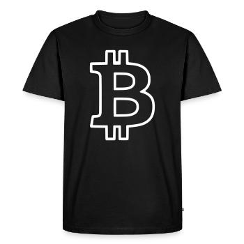 Bitcoin Logo Outline Neon Minimalist - Men's Premium Organic T-Shirt - black - Front - Nico (187cm)