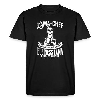 Business Lama: No drama just work - Men's Premium Organic T-Shirt - black - Front - Nico (187cm)
