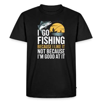 Citation de Je vais pêcher au coucher de soleil Tee - T-shirt Premium bio Homme - noir - Devant - Nico (187cm)