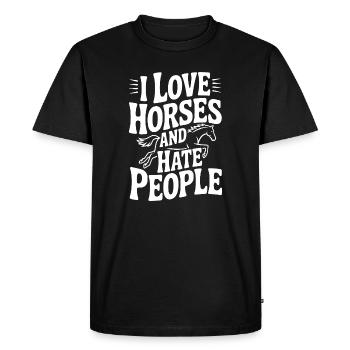 J’adore les chevaux et je déteste les gens - T-shirt Premium bio Homme - noir - Devant - Nico (187cm)