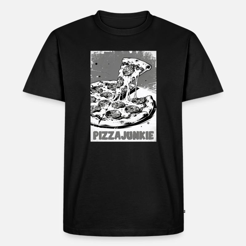 Pizzajunkie Slice Graphic - Männer Premium Bio T-Shirt - Schwarz