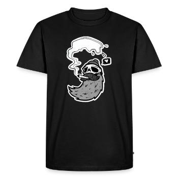 Surfer Skull – Skull with Wave & Heart - Men's Premium Organic T-Shirt - black - Front - Nico (187cm)