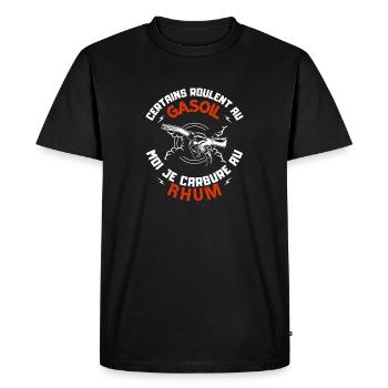 Alcool humour apéro je carbure au rhum - T-shirt Premium bio Homme - noir - Devant - Nico (187cm)