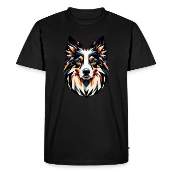 Geometric Border Collie: Canine Mosaic Art - Men's Premium Organic T-Shirt - black - Front - Nico (187cm)