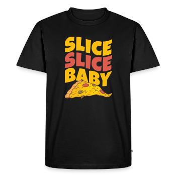 Slice Slice Baby | Pizza Lover Quote - Men's Premium Organic T-Shirt - black - Front - Nico (187cm)