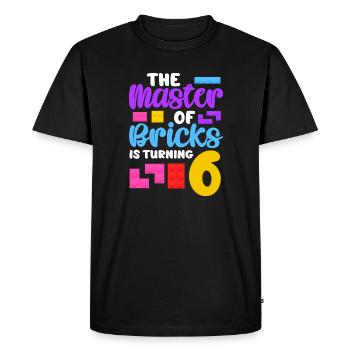 The master of bricks is turning 6 - Men's Premium Organic T-Shirt - black - Front - Nico (187cm)