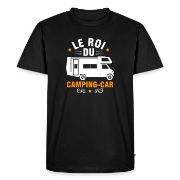 Roi du camping car - cadeau camping car humour - T-shirt Premium bio Homme - noir - Devant - Nico (187cm)