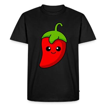 Chilli Comic - Men's Premium Organic T-Shirt - black - Front - Nico (187cm)