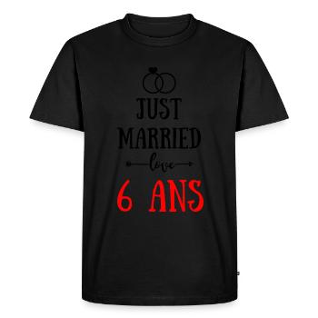 JUST MARRIED ANNIVERSAIRE DE MARIAGE 6 ANS - T-shirt Premium bio Homme - noir - Devant - Nico (187cm)