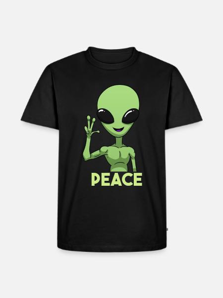 Peace Alien Friedenszeichen - Männer Premium Bio T-Shirt - Schwarz