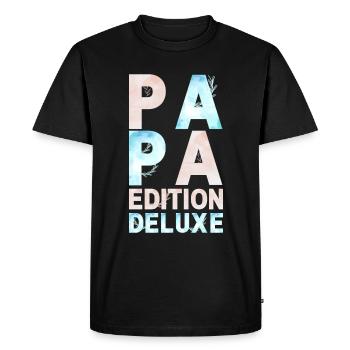 PAPA deluxe edition pastel pink blue - Men's Premium Organic T-Shirt - black - Front - Nico (187cm)