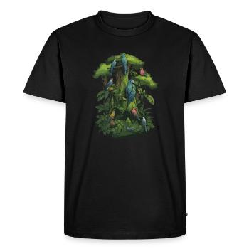 Perroquet Oiseau Ara Gris Perroquet Arbre - T-shirt Premium bio Homme - noir - Devant - Nico (187cm)