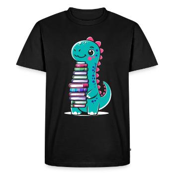 dinosaure livre lecture livres rat de bibliothèque bibliophile - T-shirt Premium bio Homme - noir - Devant - Nico (187cm)
