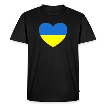 Ukraine Drapeau Cœur Solidarité Amour - T-shirt Premium bio Homme - noir - Devant - Nico (187cm)