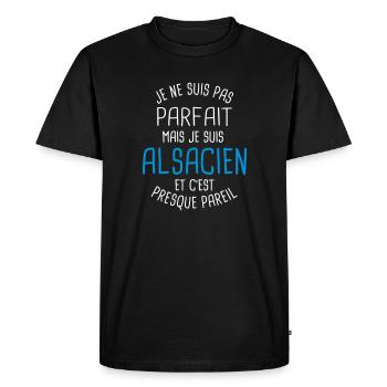 Pas parfait mais alsacien - T-shirt Premium bio Homme - noir - Devant - Nico (187cm)