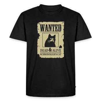 Chat drôle, chat Schrodinger recherché mort et vivant - T-shirt Premium bio Homme - noir - Devant - Nico (187cm)