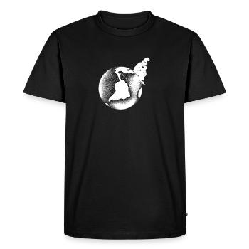Contemplative silhouette on graphic globe - Men's Premium Organic T-Shirt - black - Front - Nico (187cm)