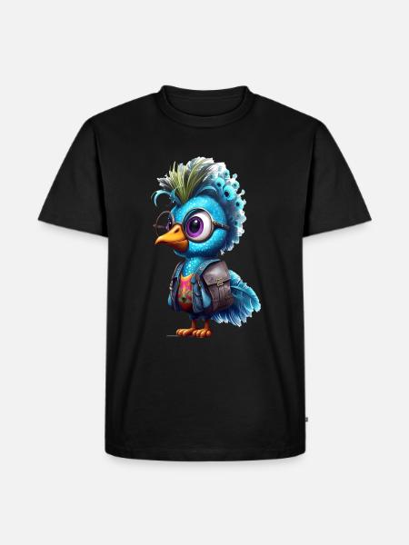 Cute Peacock Cartoon - Men's Premium Organic T-Shirt - black