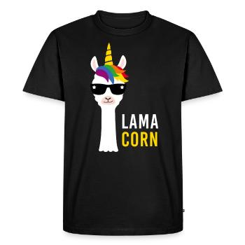 Llama Lamacorn unicorn gift rainbow - Men's Premium Organic T-Shirt - black - Front - Nico (187cm)
