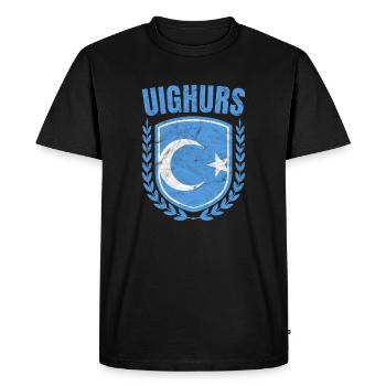 Ouïghours - T-shirt Premium bio Homme - noir - Devant - Nico (187cm)