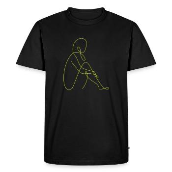 Line art female silhouette Female faces face - Men's Premium Organic T-Shirt - black - Front - Nico (187cm)