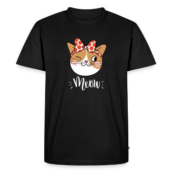 Mignon Kawaii drôle de chat disant miaulement - T-shirt Premium bio Homme - noir - Devant - Nico (187cm)