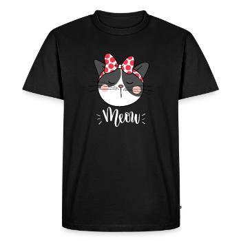 Mignon Kawaii drôle de chat disant miaulement - T-shirt Premium bio Homme - noir - Devant - Nico (187cm)