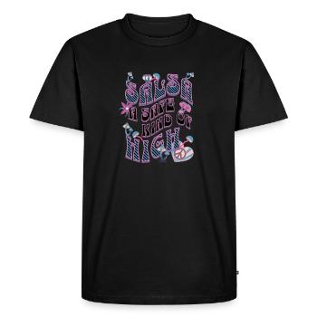Salsa style hippie, flower power, style rétro, - T-shirt Premium bio Homme - noir - Devant - Nico (187cm)