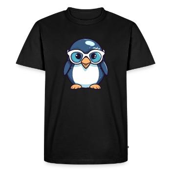 Penguin with sunglasses, Antarctic bird - Men's Premium Organic T-Shirt - black - Front - Nico (187cm)