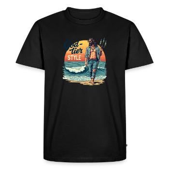 Style de niveau divin - Hipster Poséidon - T-shirt Premium bio Homme - noir - Devant - Nico (187cm)